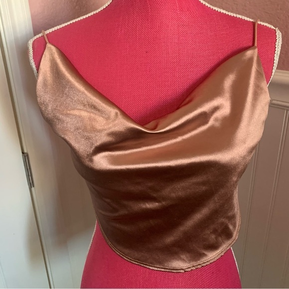 👗NWT Rose Gold WIndsor Bandana Top, Cowl Neck, Tie Closure in Back, size Med - Picture 3 of 8